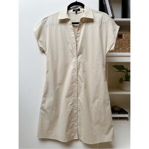 Theory Nude Tan Dolman Poplin Button Down Shirt Dress NEW